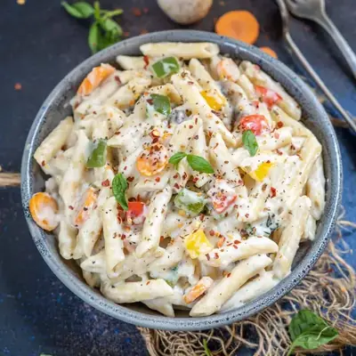 White sauce pasta with veggies